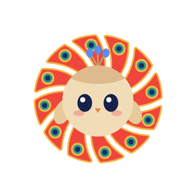 The Vistara mascot with all twelve eyespots lit and gold seams outlining every blade.