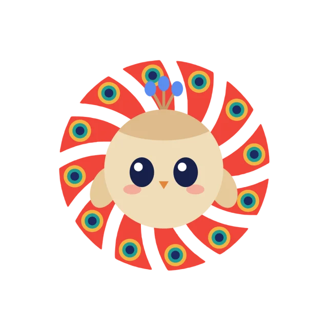 The Vistara mascot with an eyespot lit on every one of its twelve blades.